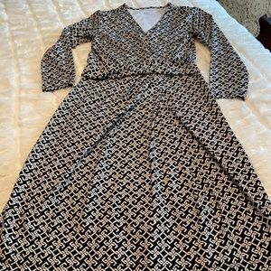 Talbots NWOT Knit Faux-wrap Dress, size XS, black/white